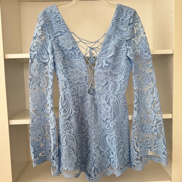 NWT THE JETSET DIARIES Blue Cornflower Pisa Lace Romper - Picture 4 of 6